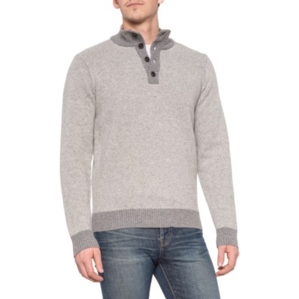 Luca Nobili Men's Button Mock Neck Wool Sweater